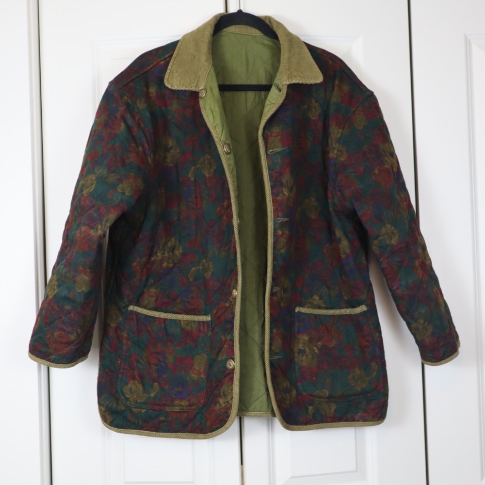 GAP Multicolor Quilted Jacket with Green Accents